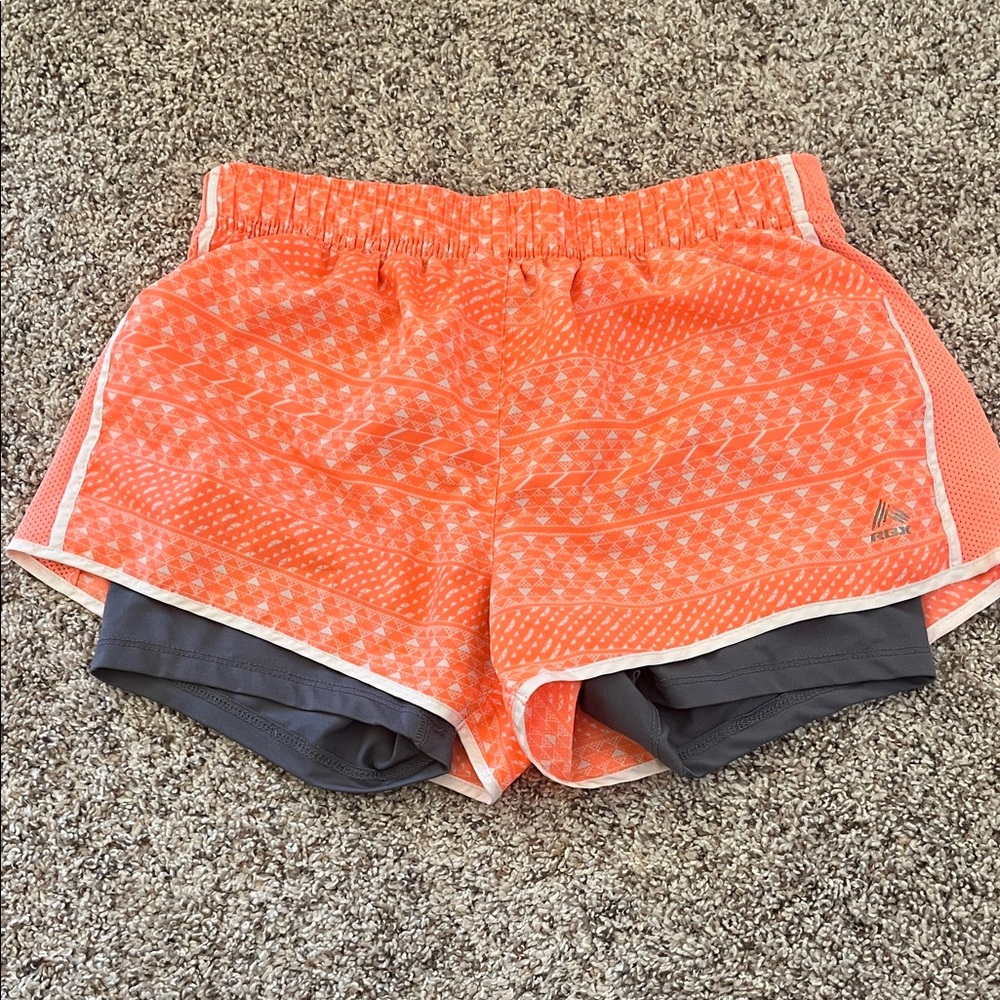 RBX Vibrant Orange and Gray Athletic Shorts